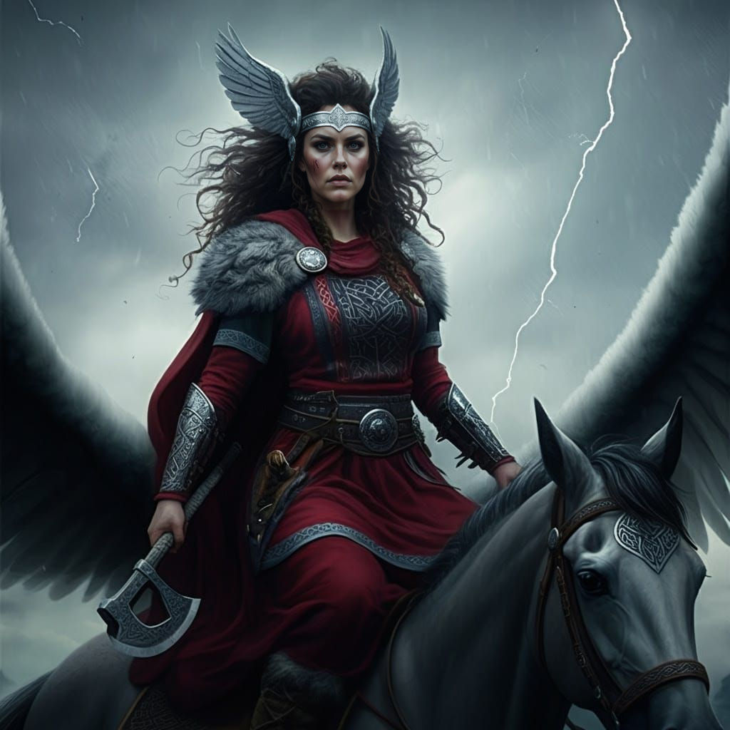 Valkyrie Battle Goddess on Winged Warhorse