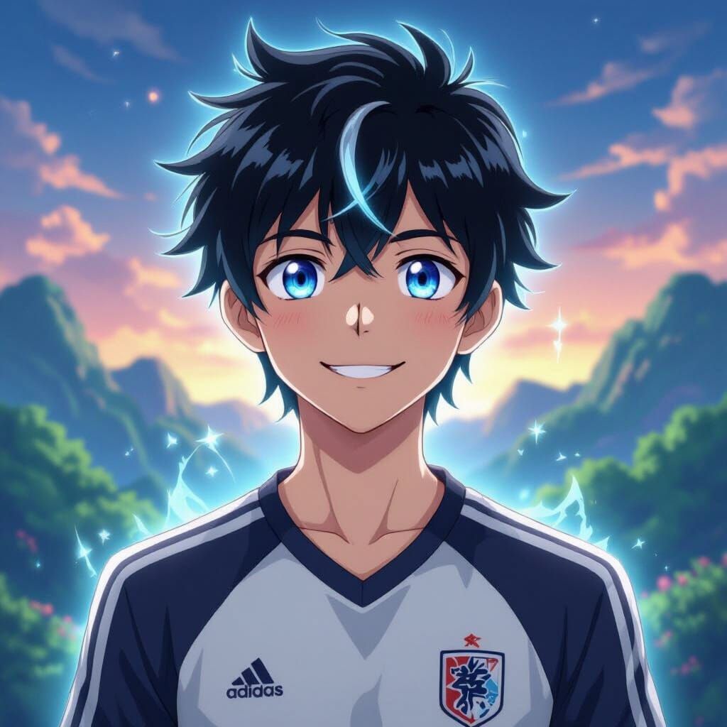 Anime Character Hinazuki with Glowing Aura in Fantasy Landsc...