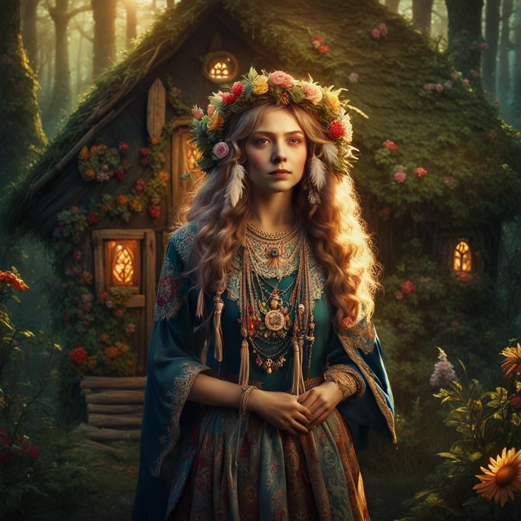 Baba Yaga as Lovely Witchy Girl Portrait