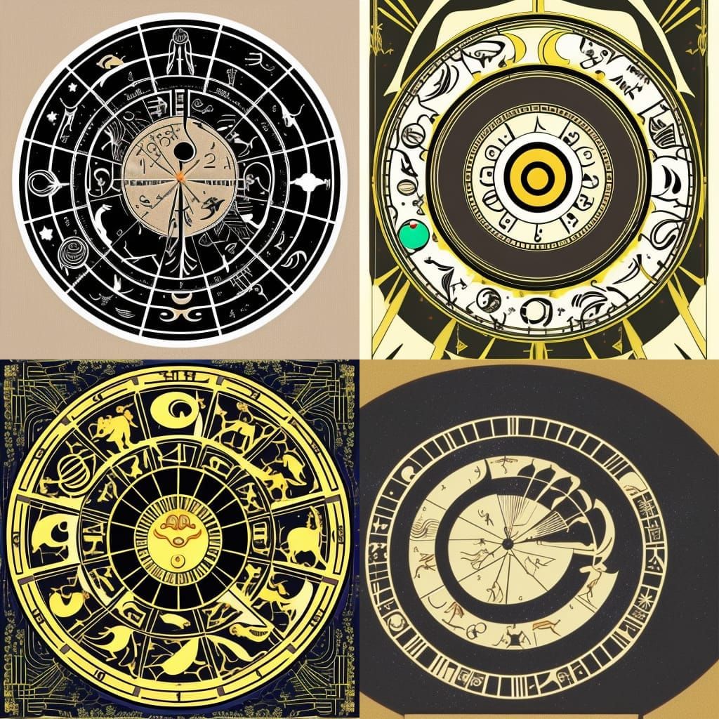 Art deco telephone crescent moon zodiac astrology