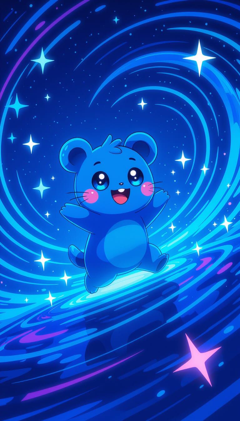 Cosmic Neon Character in Digital Art Style