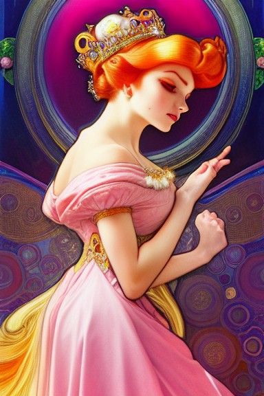 Princess Peach Portrait as Matte Painting