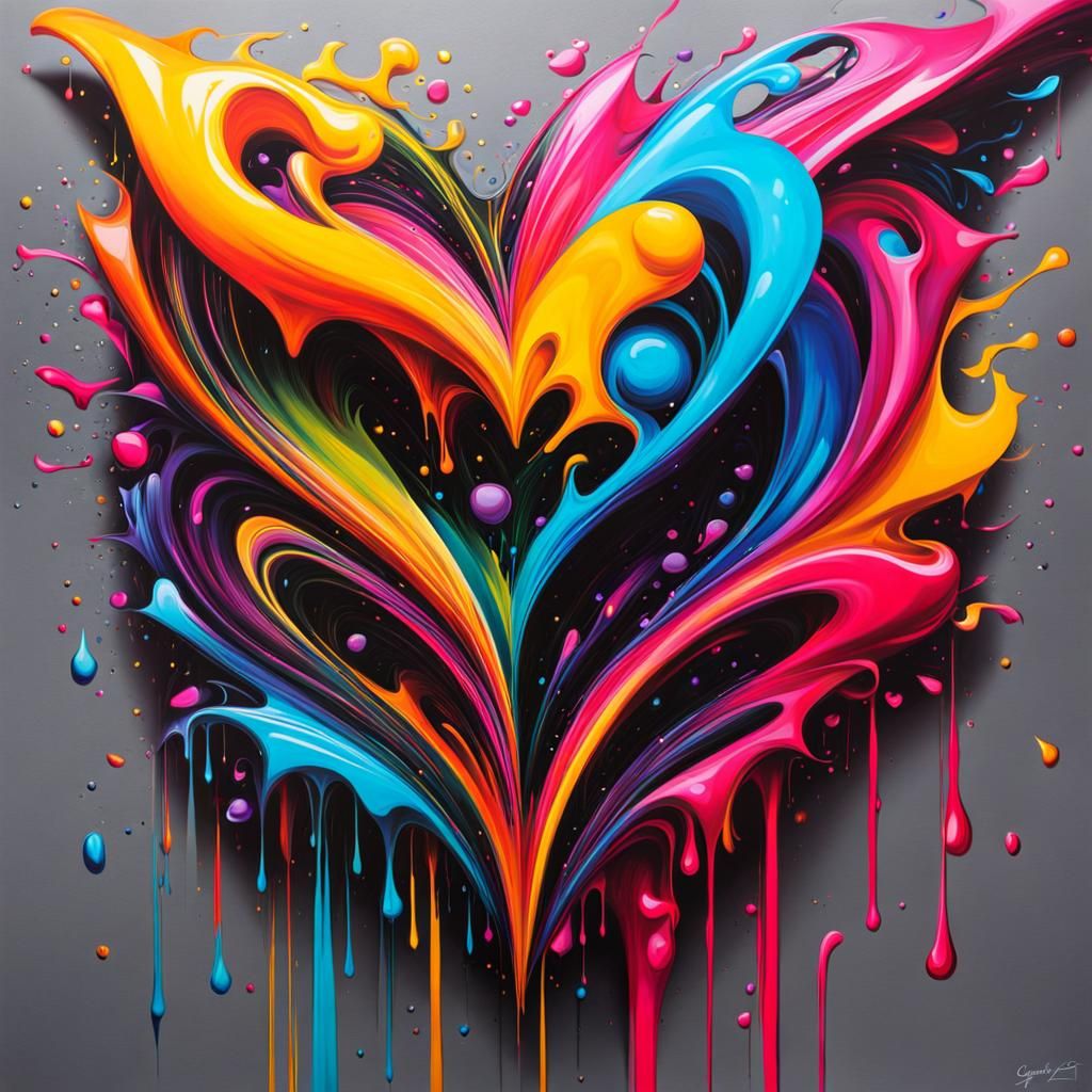 Vibrant Graffiti Art with Oil Gouache and Acrylic