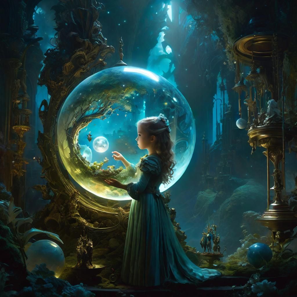 Miniature World Emanates from Girl's Hands