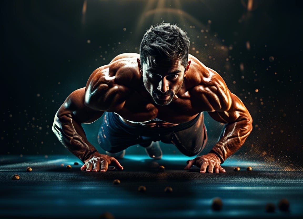 Hyperrealistic Fit Man Doing Push-ups