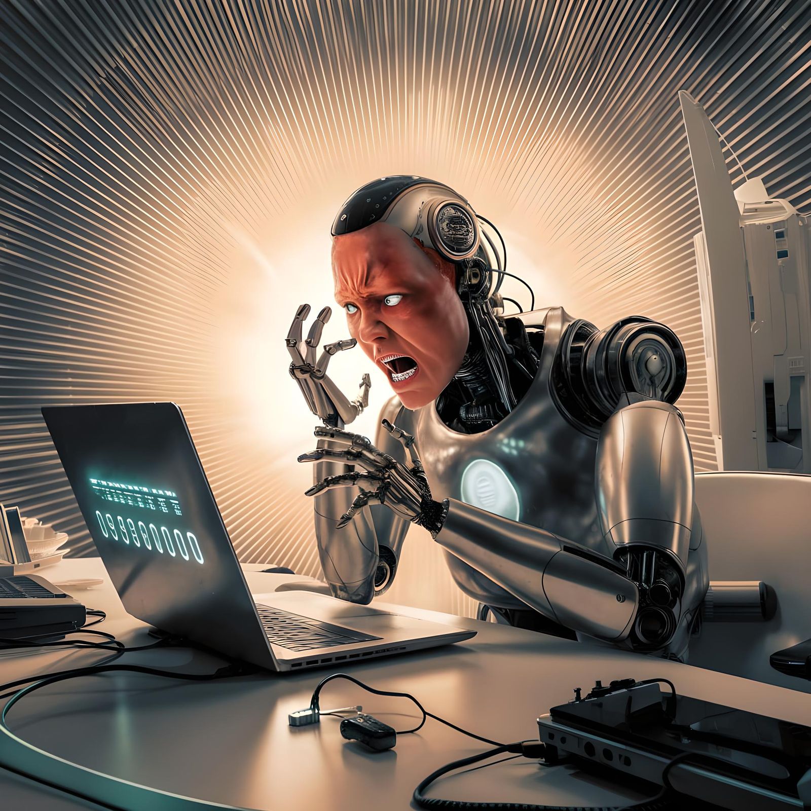 Futuristic Robot Struggles to Remember Laptop Password in a....