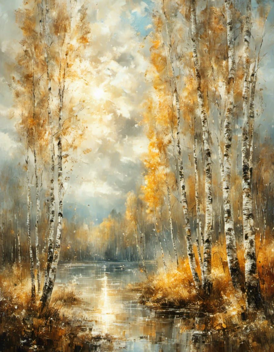 Spring Birches in Exquisite Painting Style
