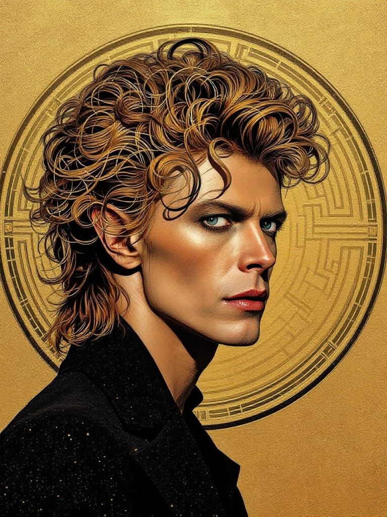 Gothic Art Deco Portrait Collage in Gold Frame