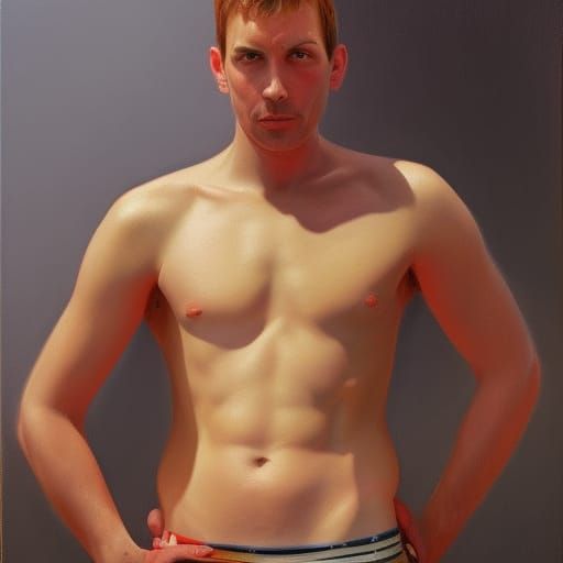 Realist Beach Portrait in Oil Paint Style