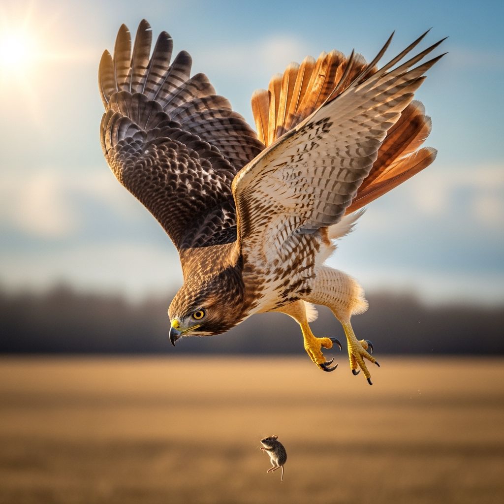 A hawk going after food