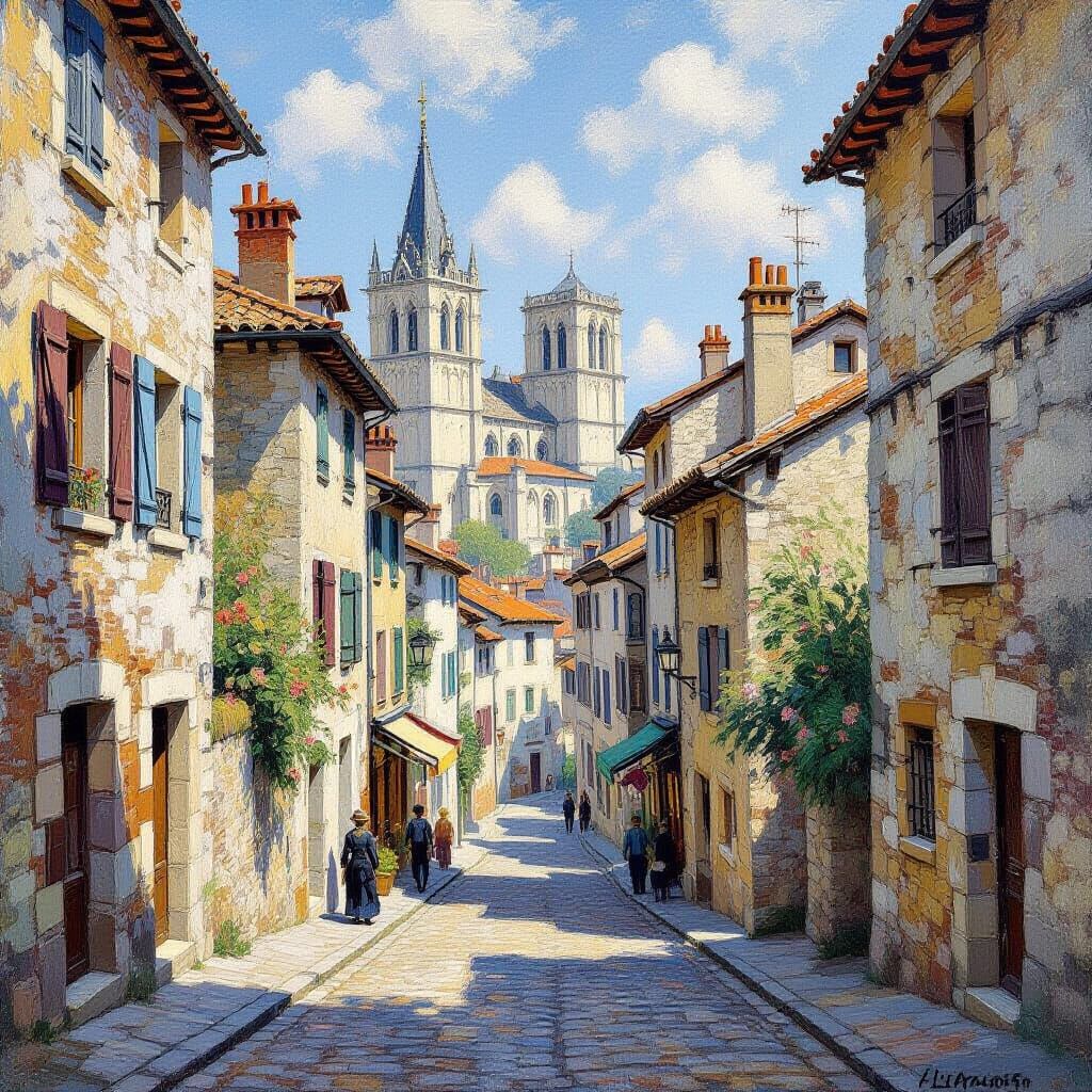 Lyon's Medieval Streets Captured in Impressionist Style