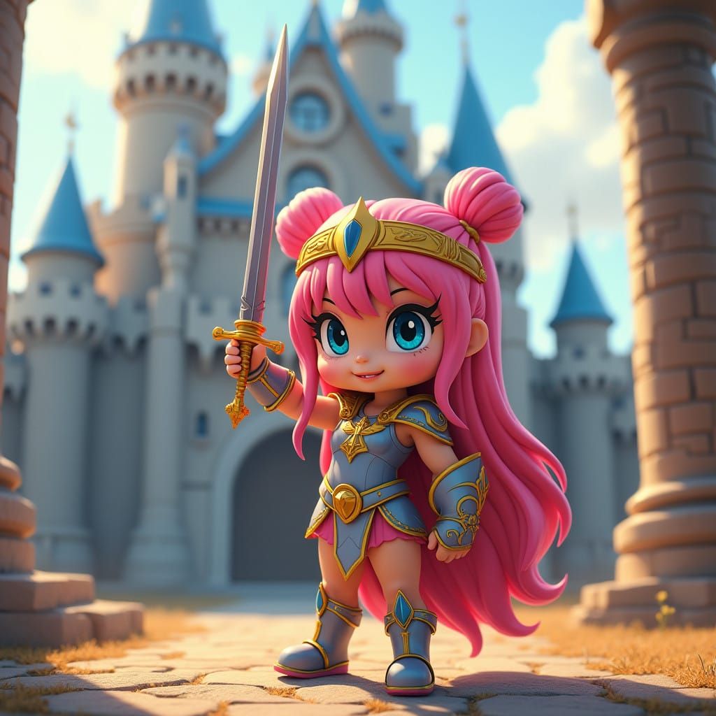 She-Ra Princess of Power Cute Baby Girl with Sword and Castl...