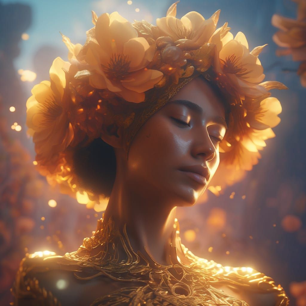 Figure Embracing Peace in Surreal Style