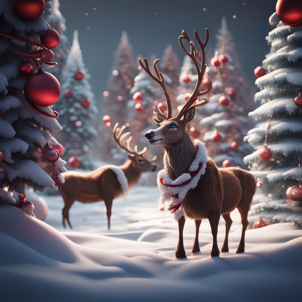 Rudolph and Santa: Christmas Fantasy Art