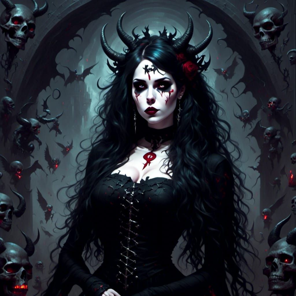 Dark Beauty: Gothic Goddess AI Artwork