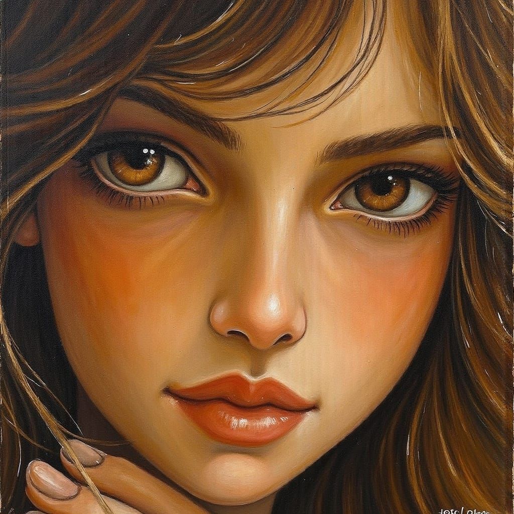 Warm Brown Eyes in Art Nouveau Style