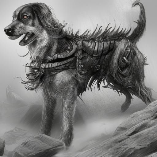 Detailed Pencil Sketch of a Dog