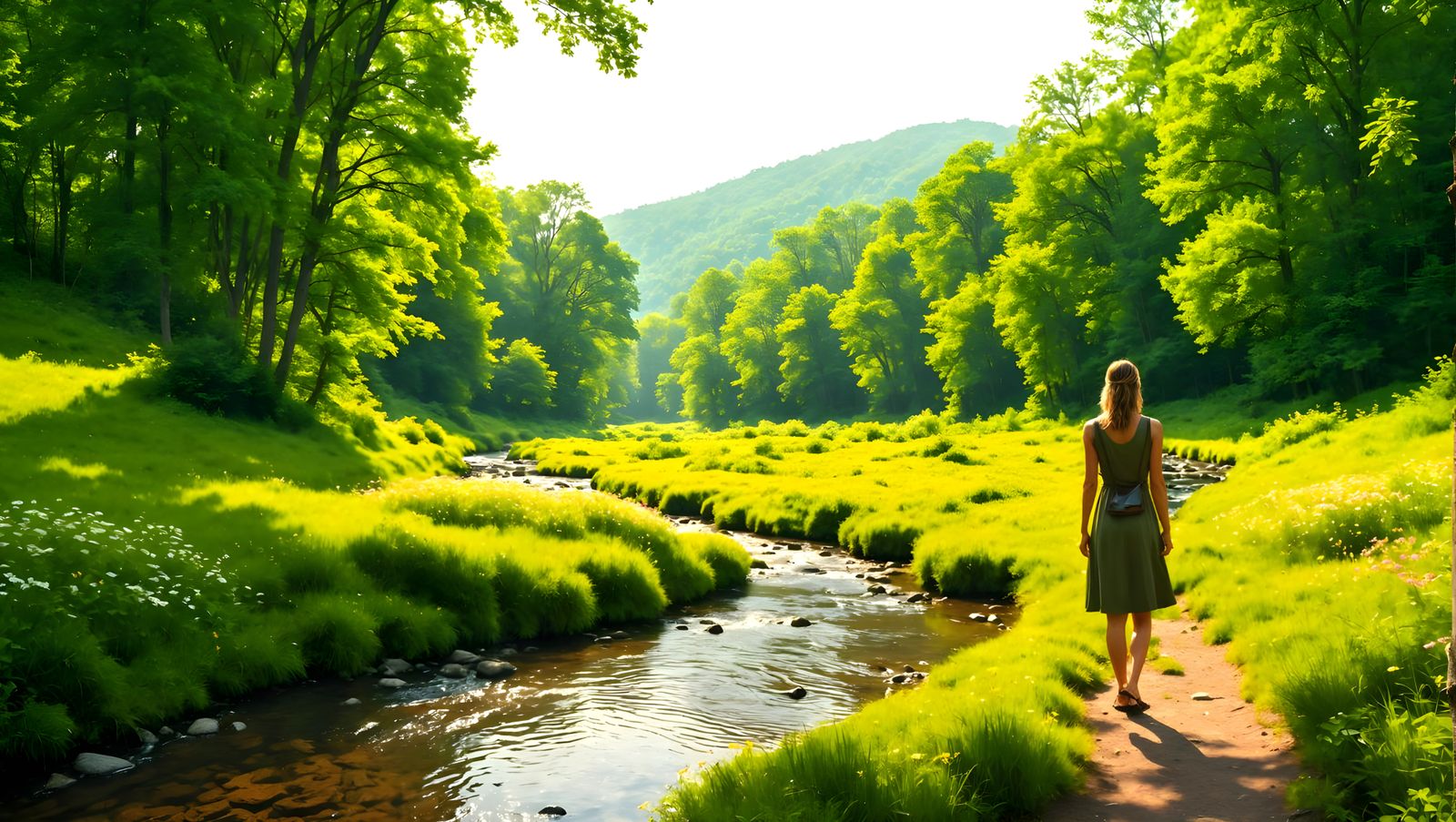 Serene Creek Flowing Through Lush Forest