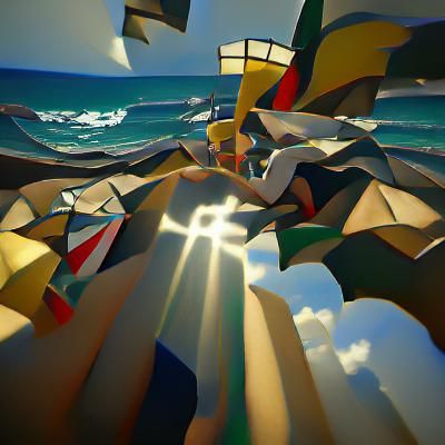Ligurian Sea Abstract Cubism in Unreal Engine