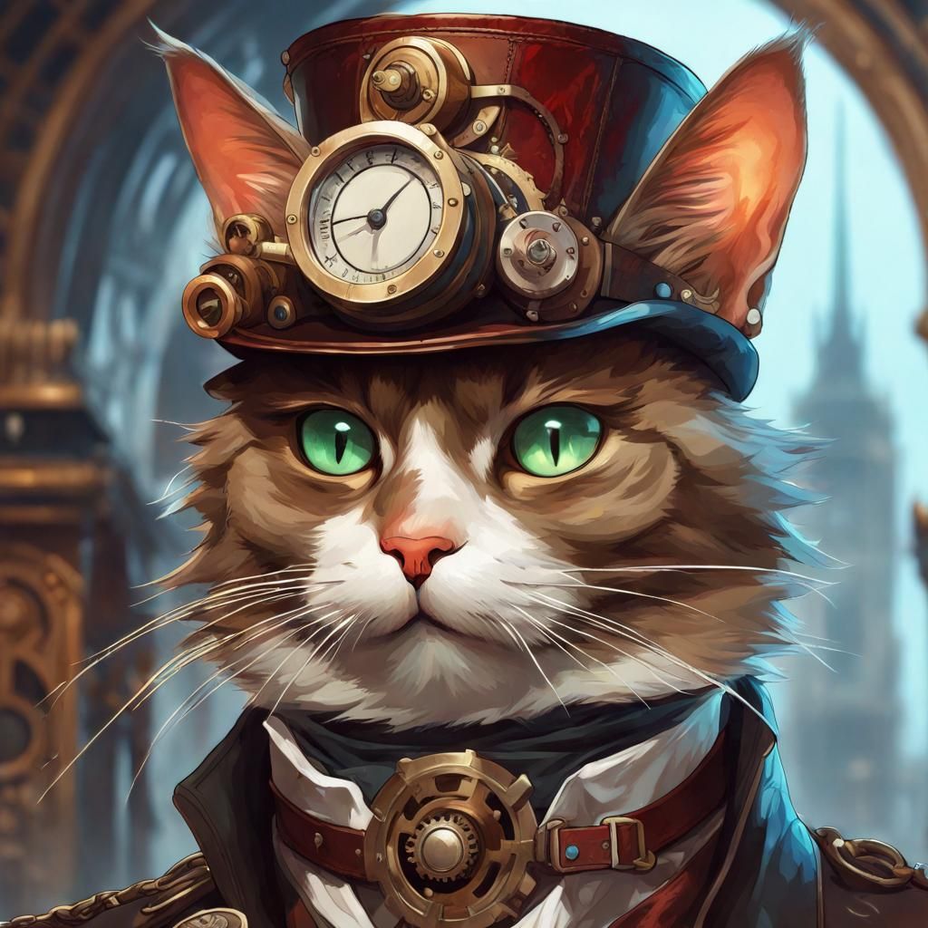 Steampunk Plague Doctor Cat Portrait