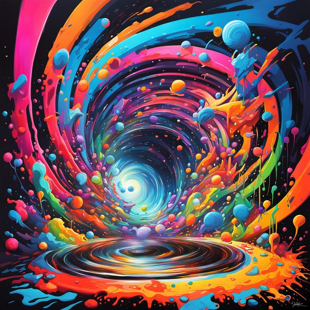 Neon Vortex to Another Dimension in Graffiti Art
