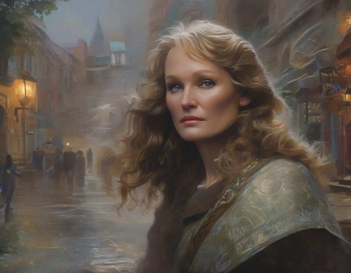 Glenn Close Portrait in Hyperrealistic Impasto Style