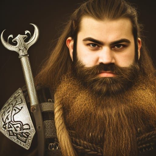 Armored Dwarf Portrait with Glowing Runes