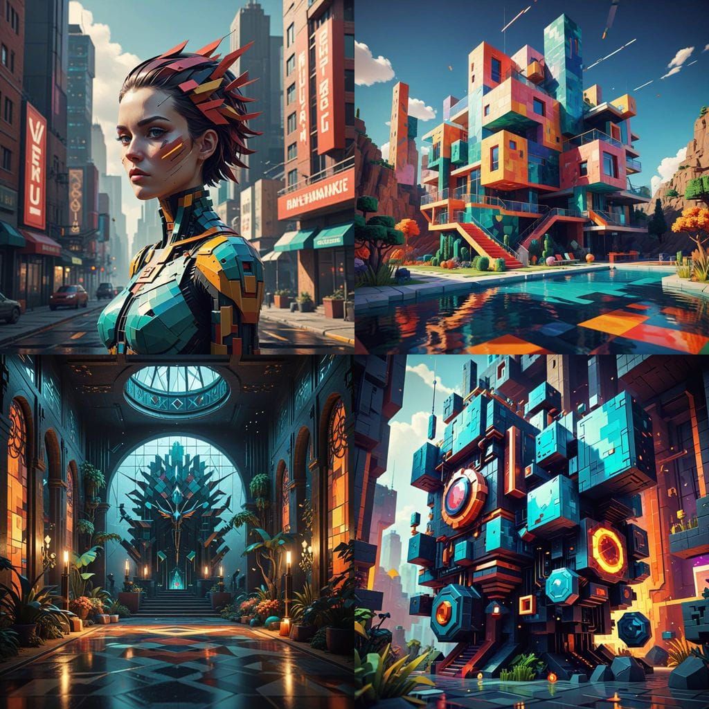 Surreal Geometric Cubist Masterpiece