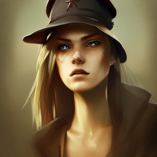 Female Cowboy with Angular Face in Sinister Style