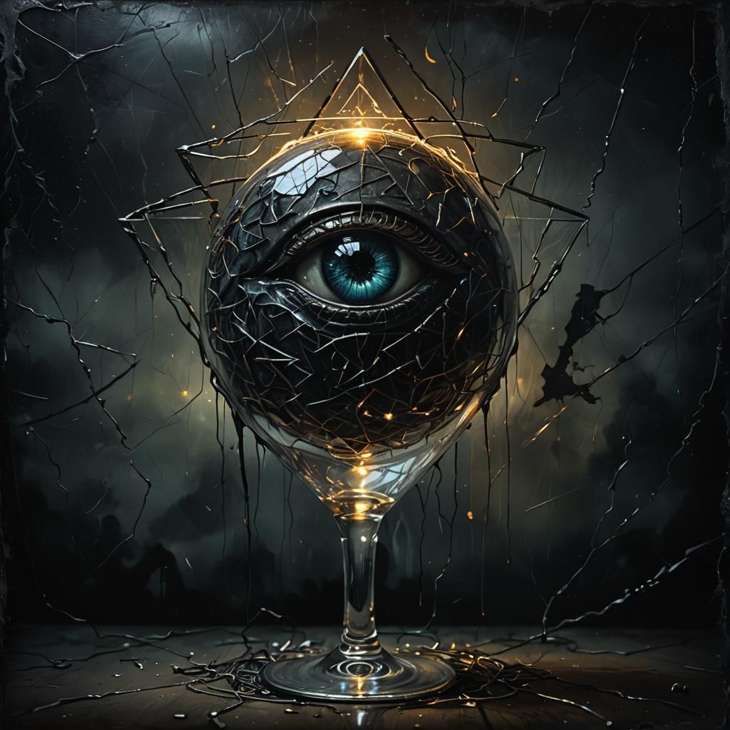 Glowing Glass Eye Brain: Dark Fantasy Oil Painting