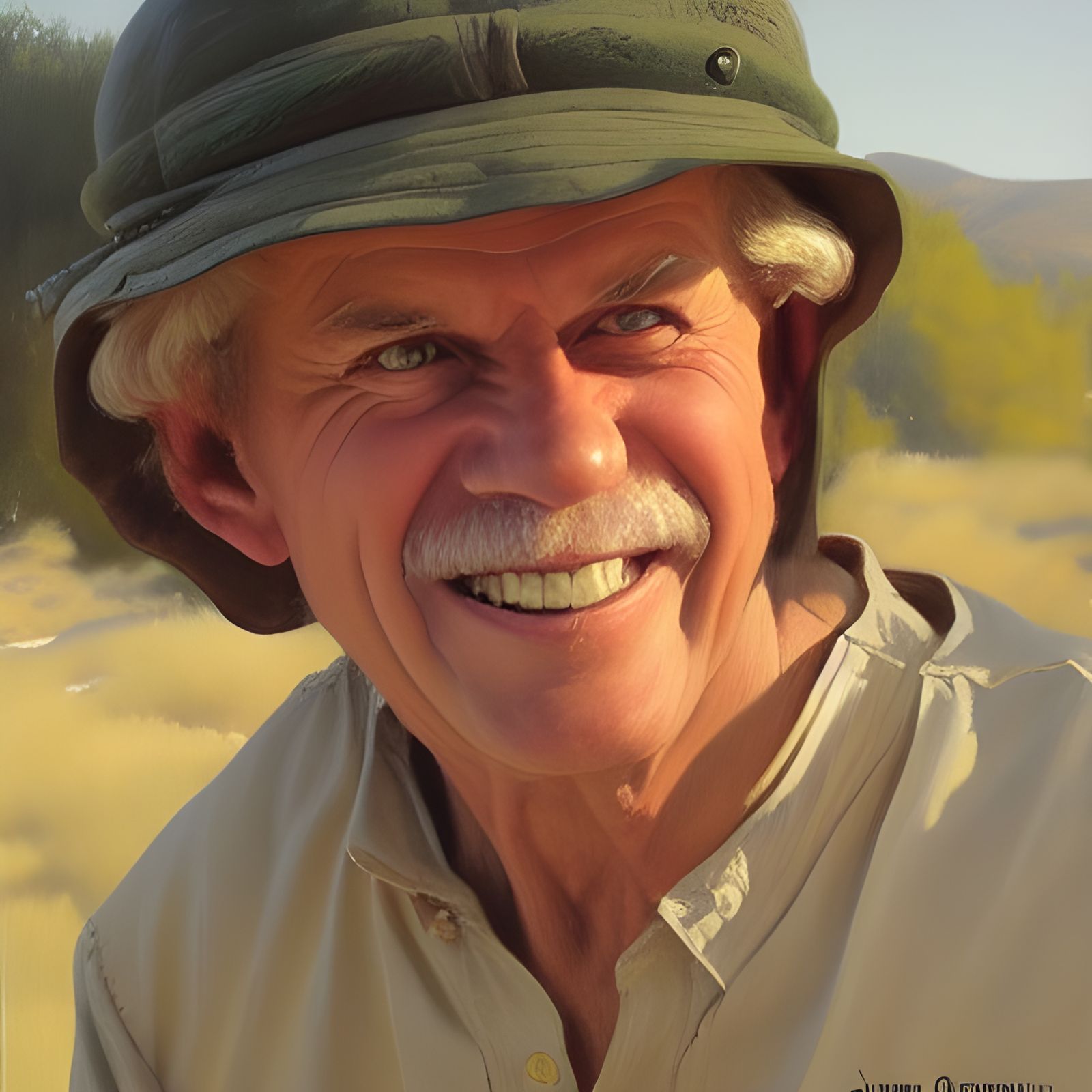 Portrait of a Happy Man in Oil Paint