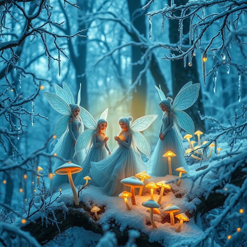 Winter Fae Gathering in Enchanted Forest