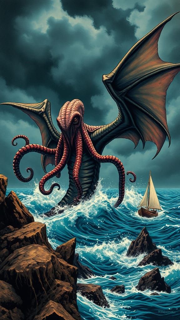 Cthulhu Awakens: A Grotesque 1960s Book Cover