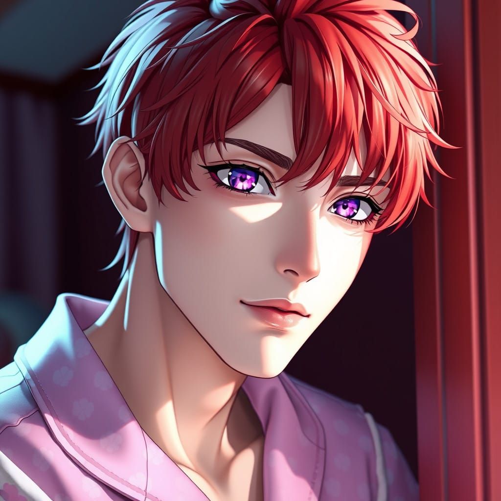 Red Haired Man in Pajamas as 3D Anime Concept Art