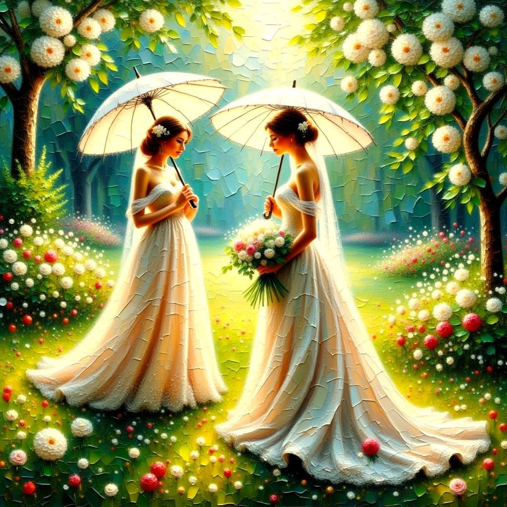 Victorian Ladies in Elegant Oil Painting