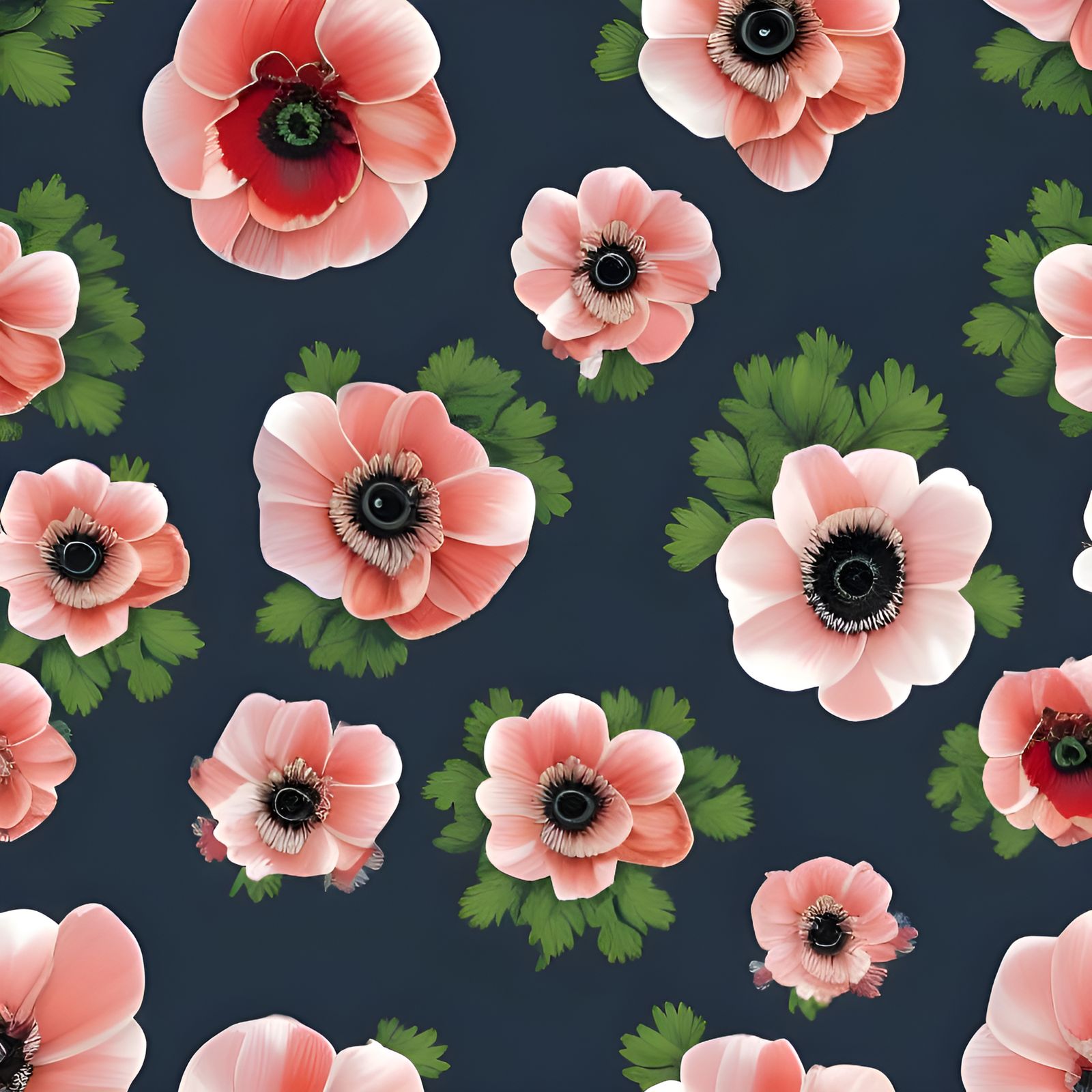 Anemones, Poppies and Dahlias Floral Pattern