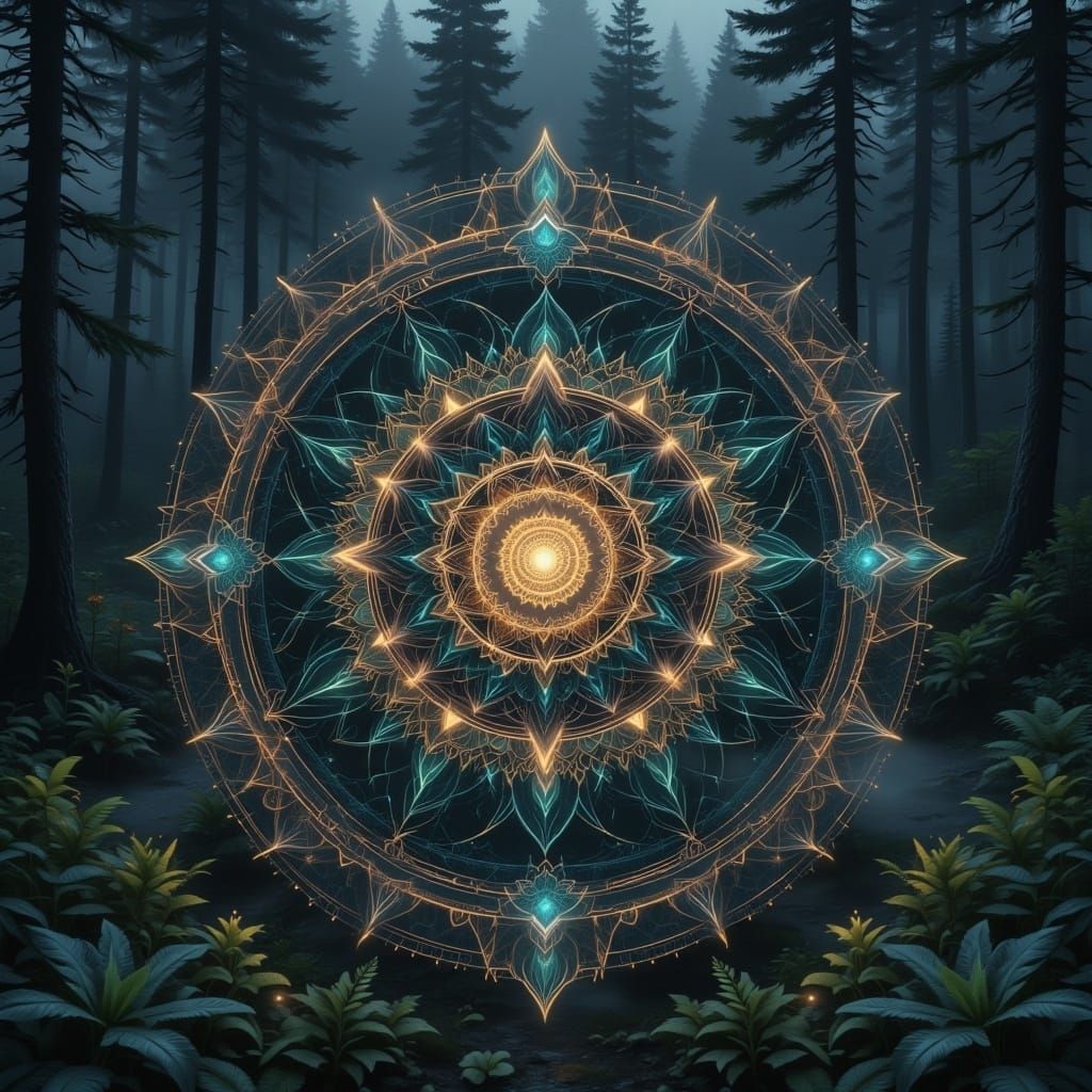 Glowing Mandala Design with Intricate Details