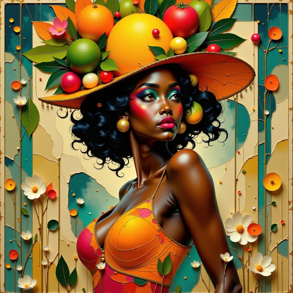 Josephine Baker Cabaret Dancer in Art Deco Style