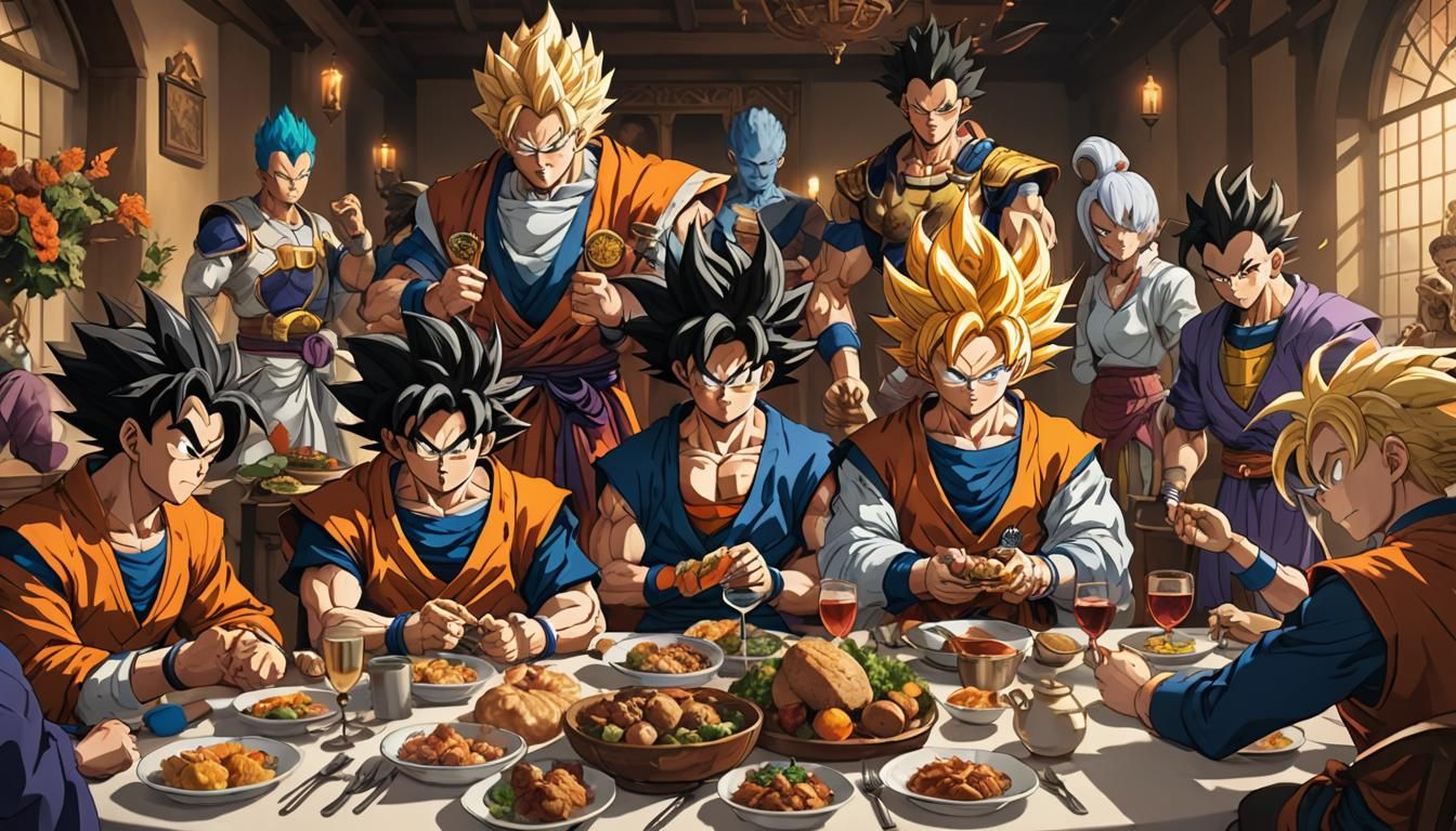 Anime Dragon Ball Characters in Last Supper Parody