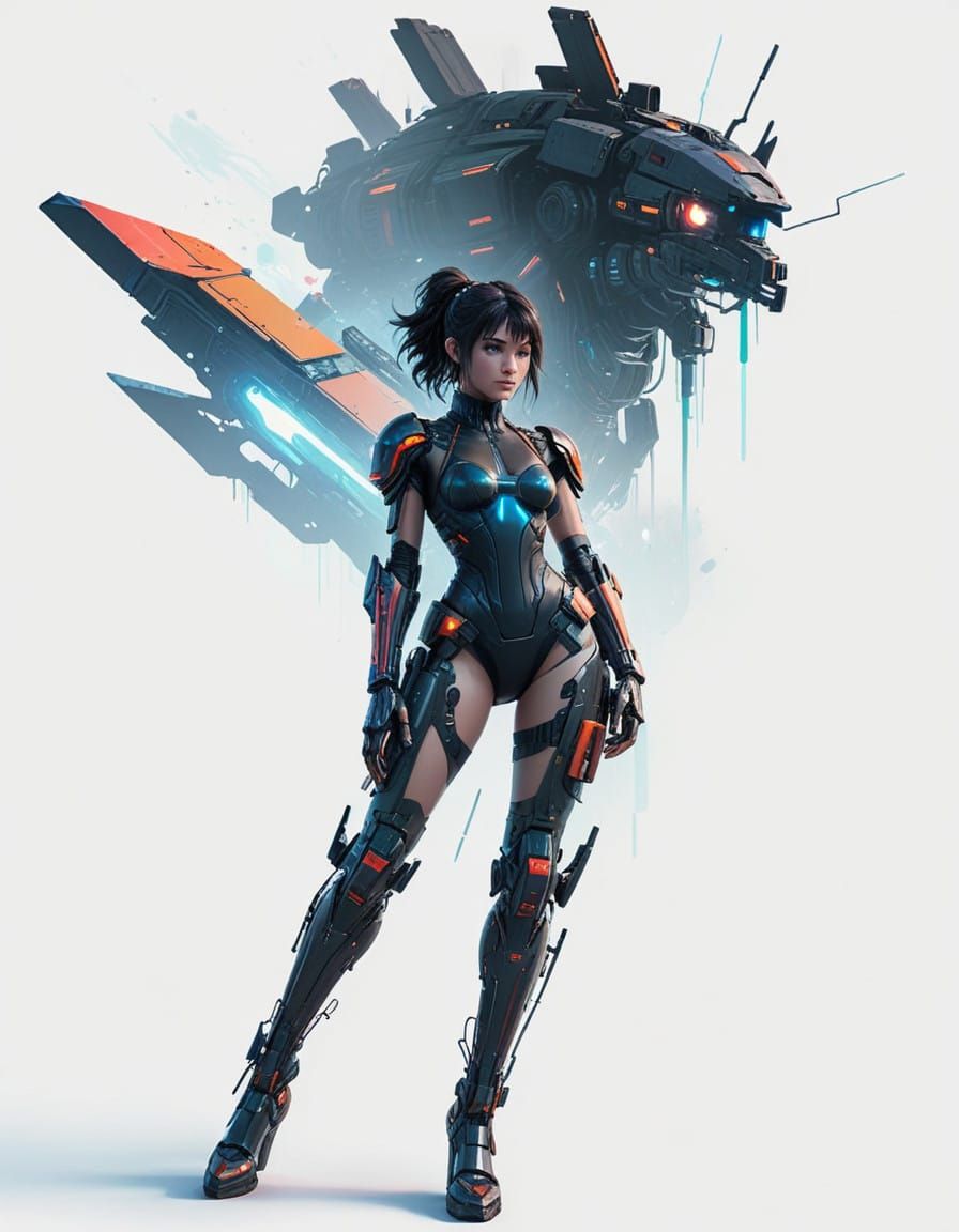 Girl Nintendo Switch Console in Cyberpunk Cityscape