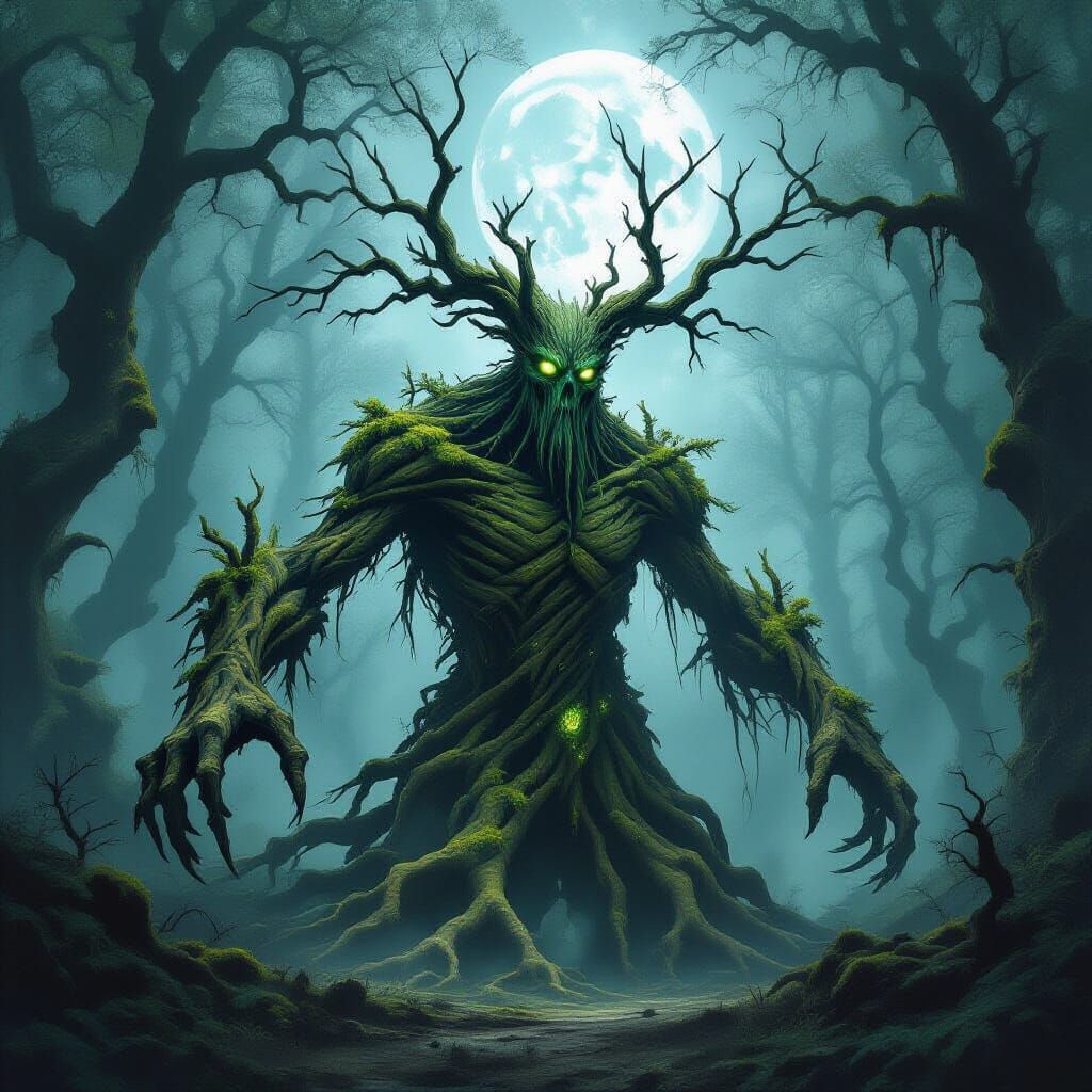 Ancient Deadwood Treant in Eerie Forest Clearing