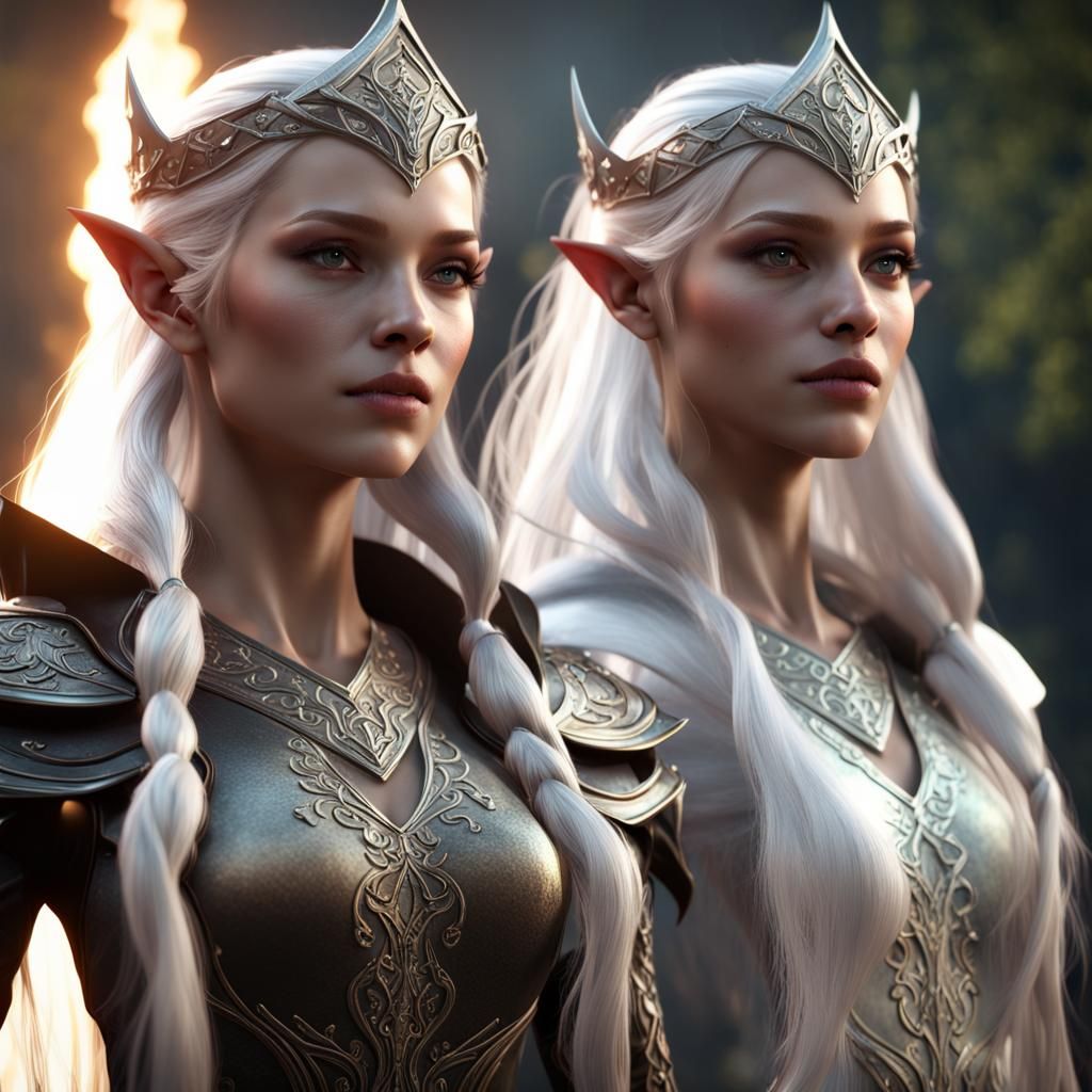 Twin Elven Princesses: Good and Evil in 3D