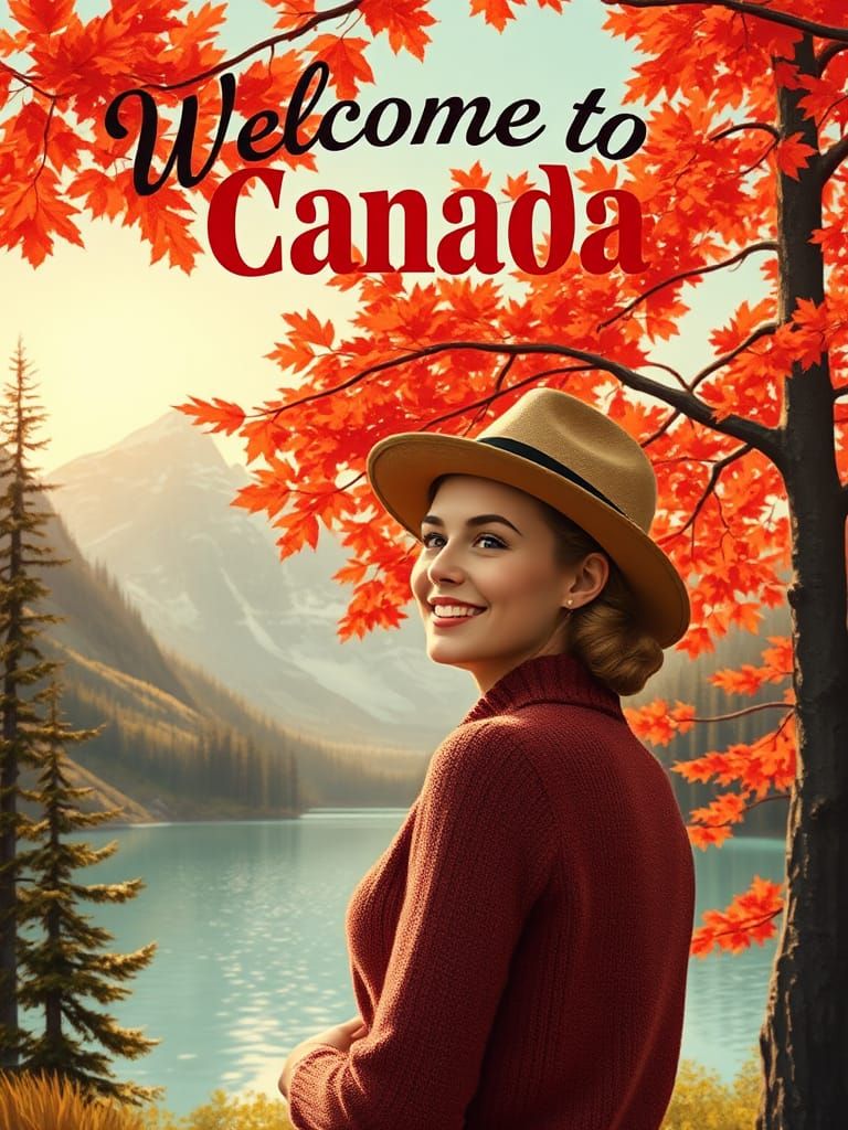 Vintage Travel Poster: Woman Under Maple Tree