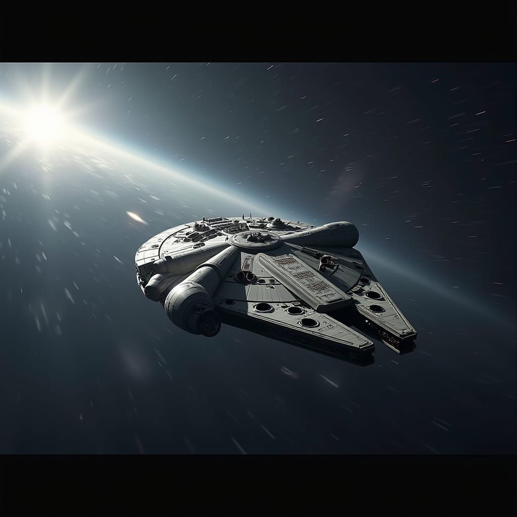 The Millennium Falcon Blazing Through Hyperspace