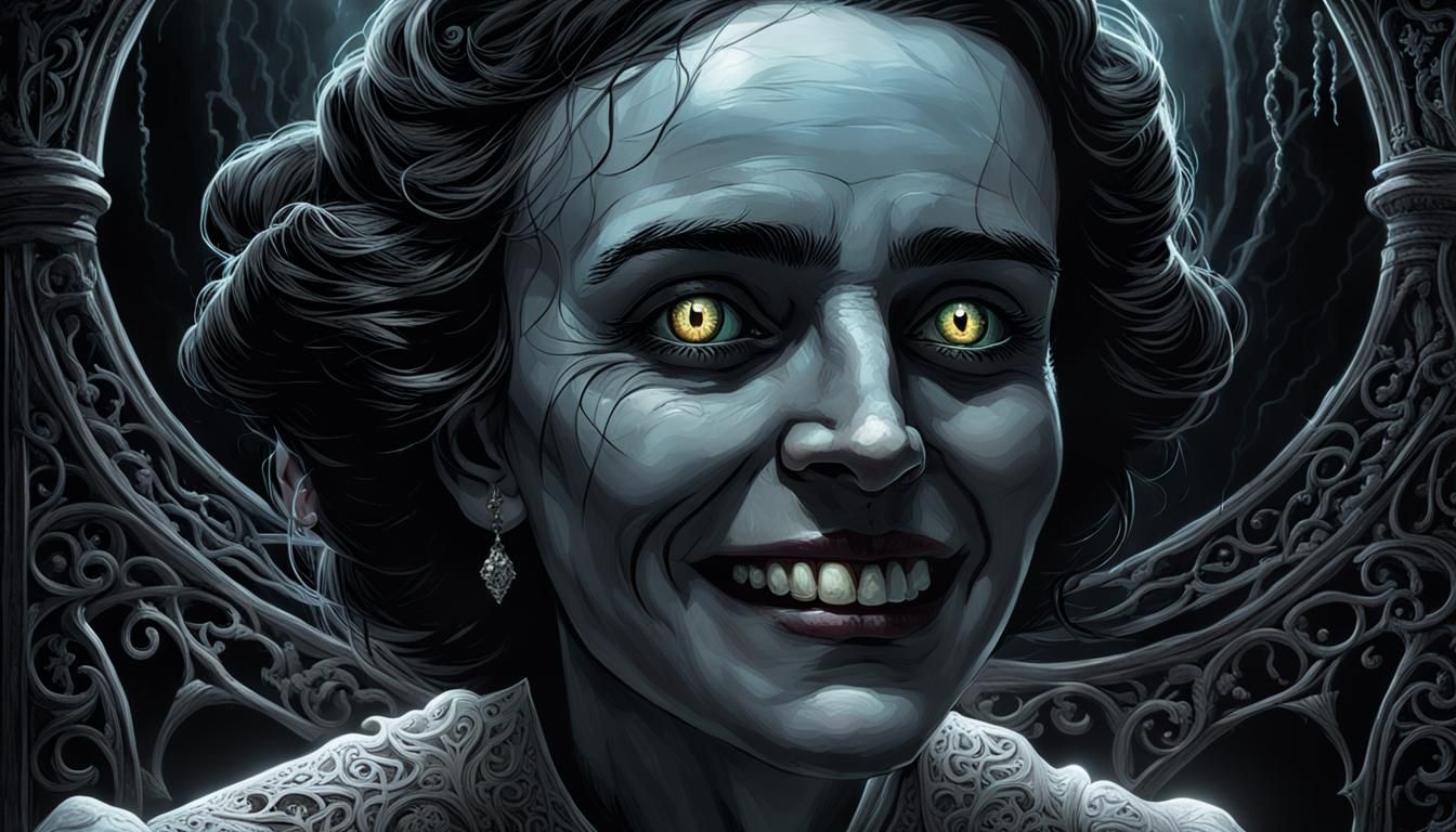 Sinister Gothic Portrait of Berenice with Glowing Eyes