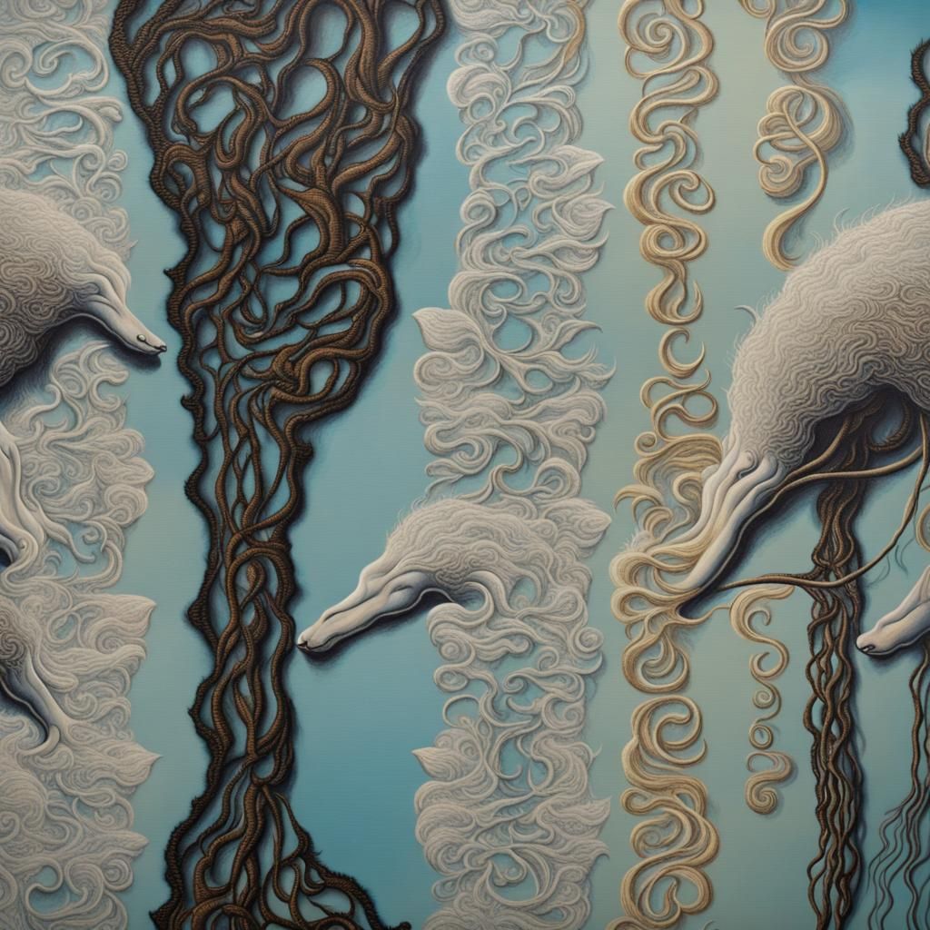 Surreal Lace Anteaters in Melting Oil Paint