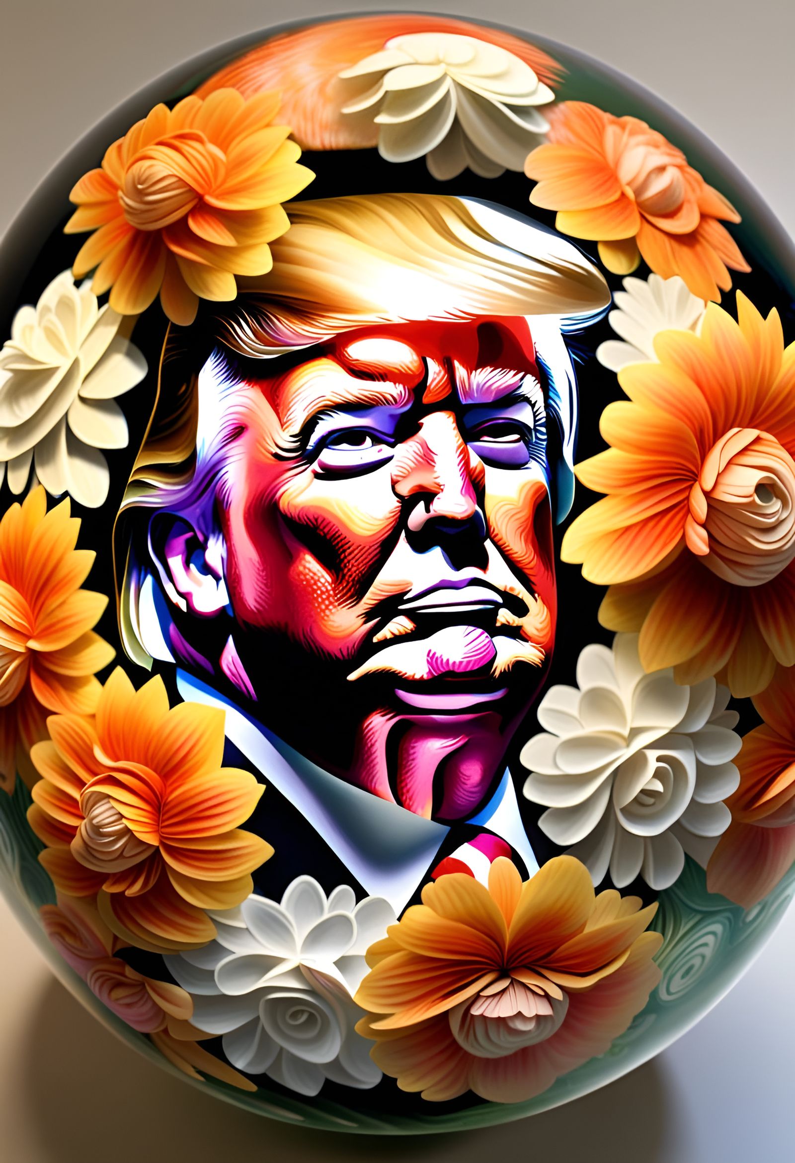 Surreal Trump Portrait as Georgia O'Keefe Floral Art
