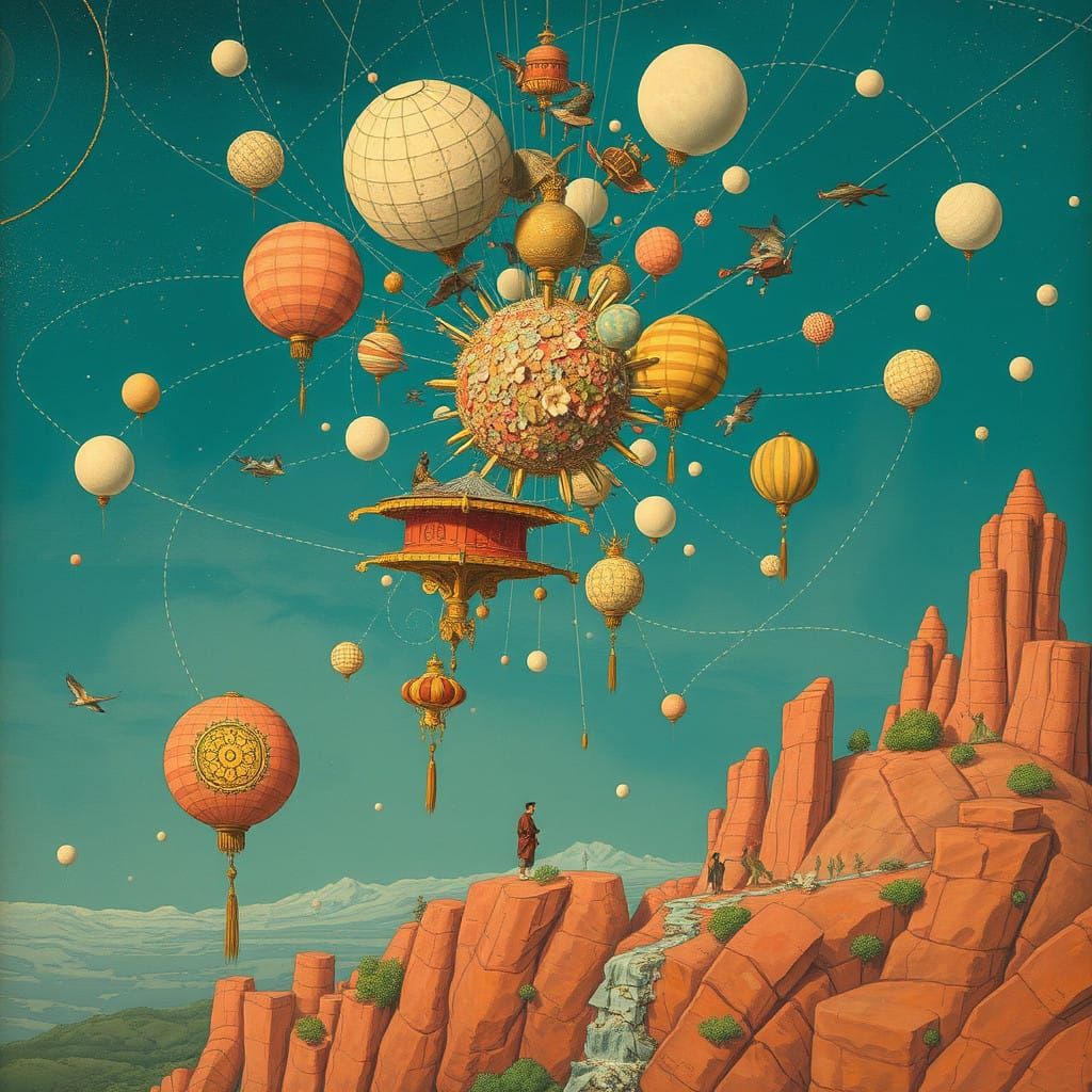 Surreal Metaphysical Landscape Unfolds in Hyperdetailed Eleg...