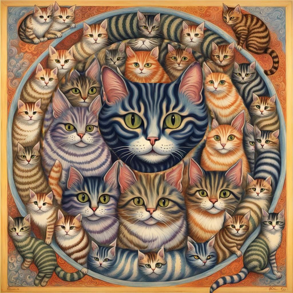 Playful Striped Cats in Vintage Style