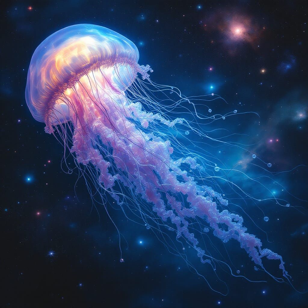 Crystalline Jellyfish in Cosmic Nebula Sea